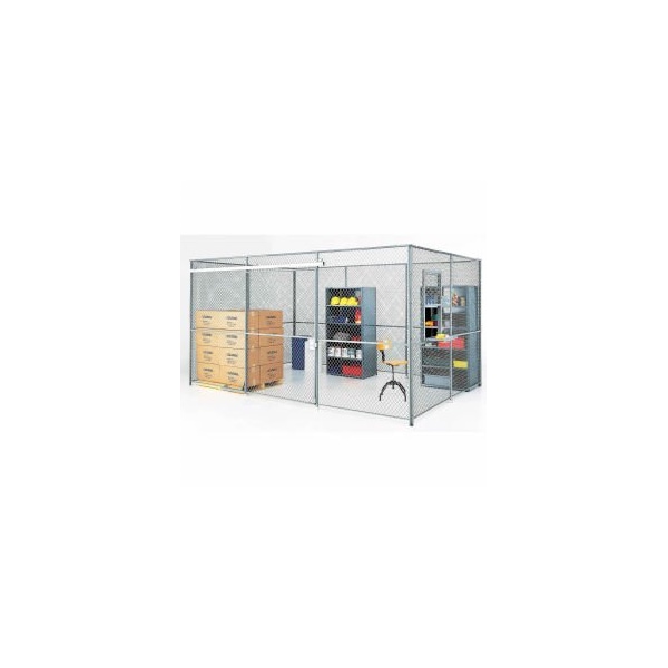 Global Equipment Wire Mesh Partition Security Room 20x15x8 with Roof - 2 Sides w/ Window 180254A